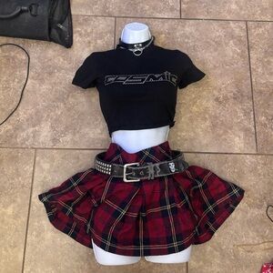 Fashion Nova Black and Red Plaid Skater Skirt